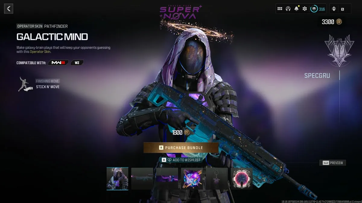 Skin do operador Call of Duty Warzone Galactic Mind