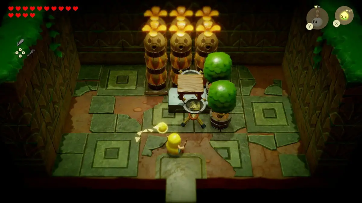 Resolvendo um quebra-cabeça na prisão Deku Scrub em Legend of Zelda: Echoes of Wisdom