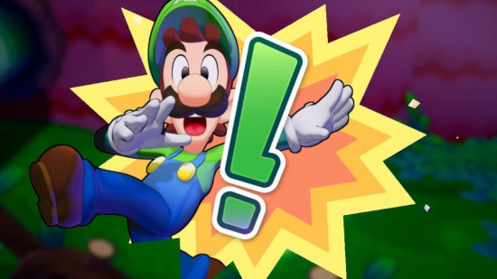 Captura de tela de Mario & Luigi: Brothership preview mostrando Luigi tendo uma ideia por meio do Luigi Logic