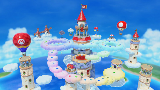 Tábuas do Mario Party Jamboree: uma captura de tela do Castelo Arco-Íris de Mario