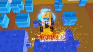 Roblox Stone Miner Simulator In A Yellow Miner Mining Blue Stone