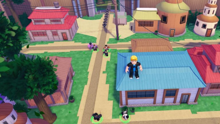 Roblox Anime Crossover Defense Standing On Building As Units Attack Enemies