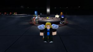 Roblox Spindown Four Players Sitting Around A Circle Table Playing Cards