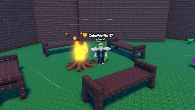 Roblox Ride A Friend Standing Near Lego Benches And A Campfire