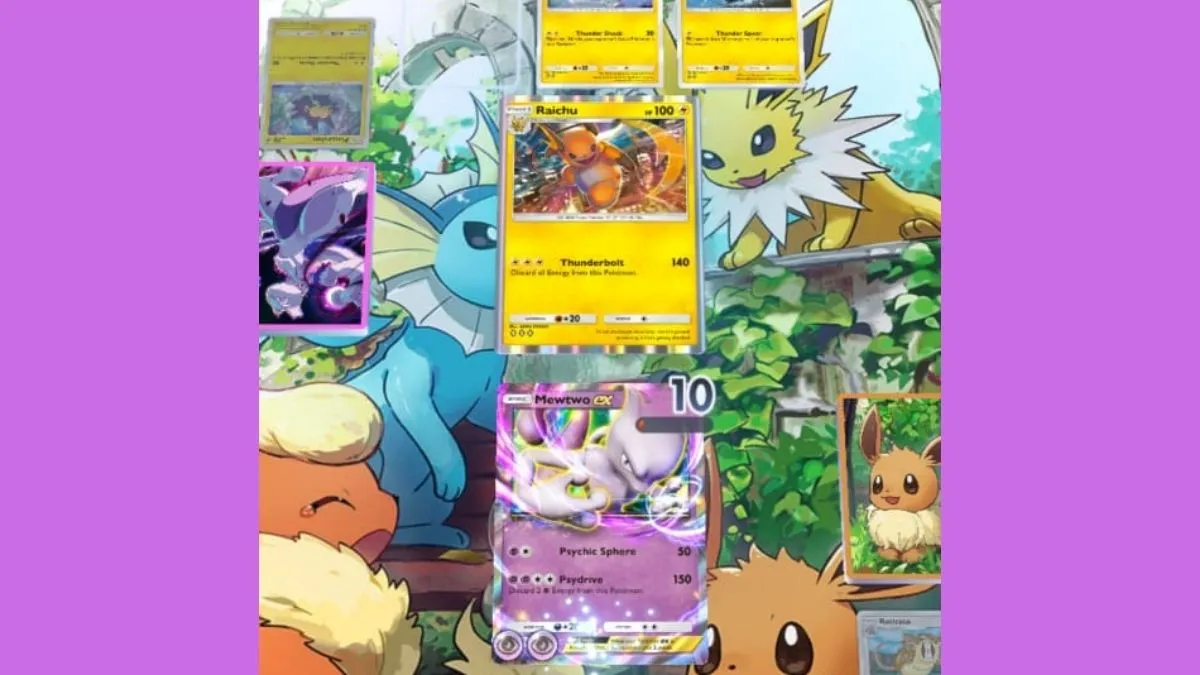 Mewtwo EX contra Raichu no Pokémon TCG Pocket