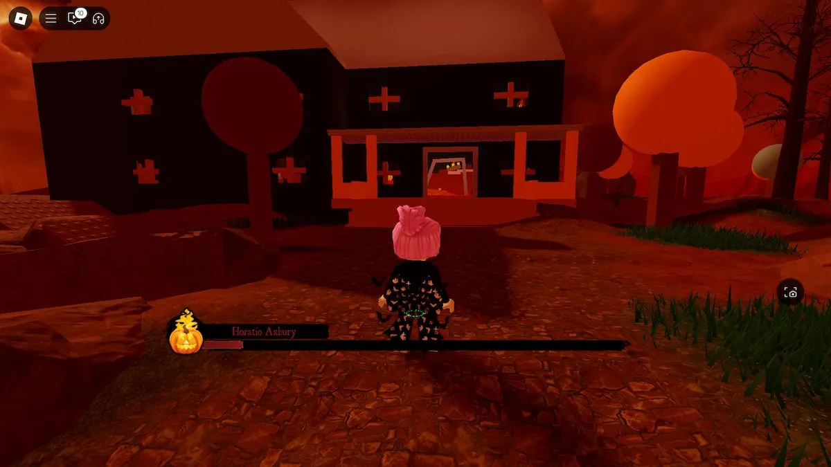 A casa da luta contra o chefe em The Haunt on Roblox.