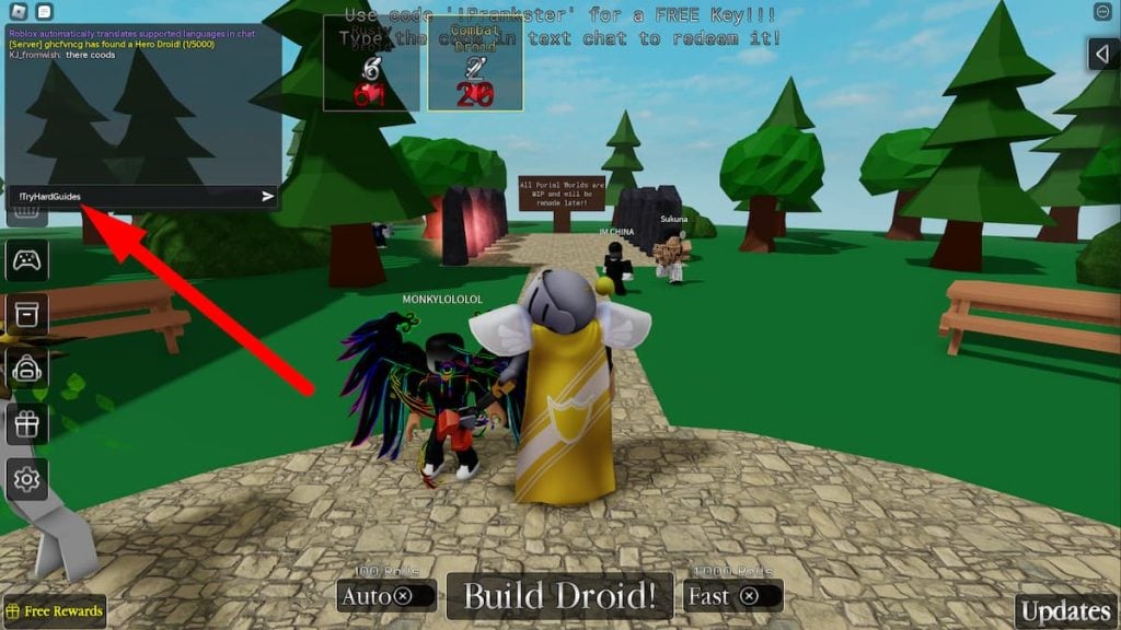 Como resgatar códigos no RNG Droids Roblox