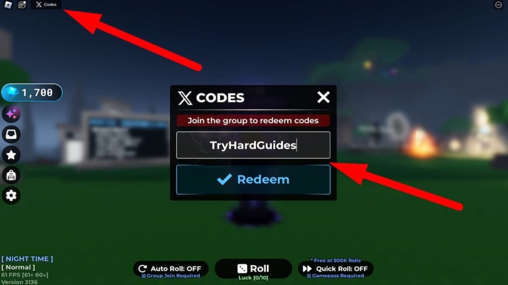 Como resgatar códigos em Jules RNG Roblox