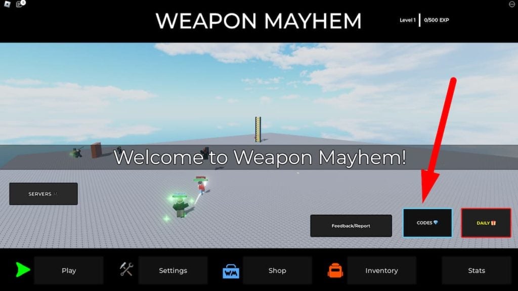 Como resgatar códigos no Weapon Mayhem Roblox