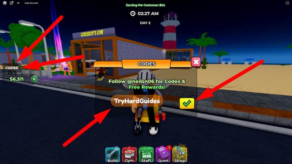 Como resgatar códigos no Gym Tycoon Roblox