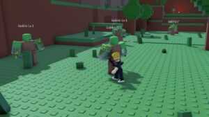 Roblox Shadovis Rpg Attacking A Gobin With A Black Sword