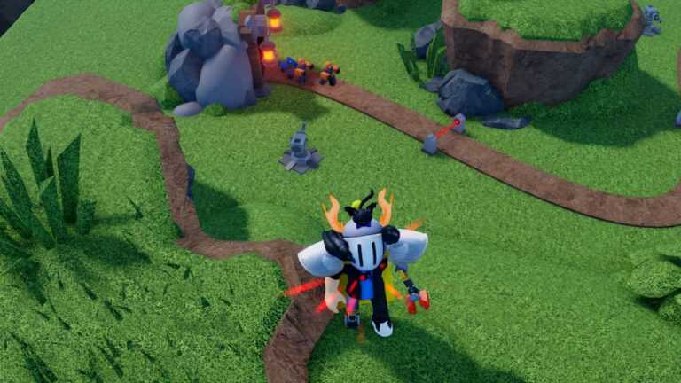 Roblox Tower Defense Rng Standing On Grass As Lazer And Turret Kills Zombies