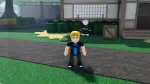 Roblox Weak Legacy 2 Standing On Path With Spiky White Haired Npc Behind