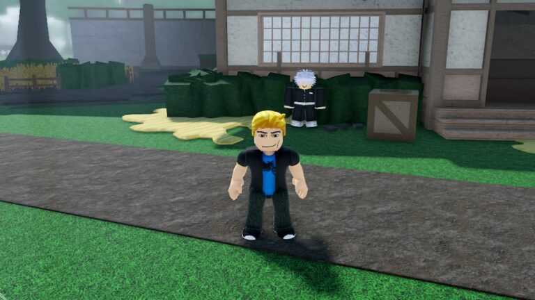 Roblox Weak Legacy 2 Standing On Path With Spiky White Haired Npc Behind