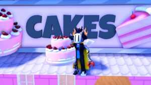 Roblox Bake Cakes And Prove Mom Wrong Holding Two Tier Pink Strawberry Cake