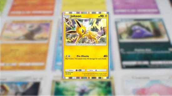 Cartas Pokémon TCG Pocket - uma carta Jolteon em um fundo desfocado