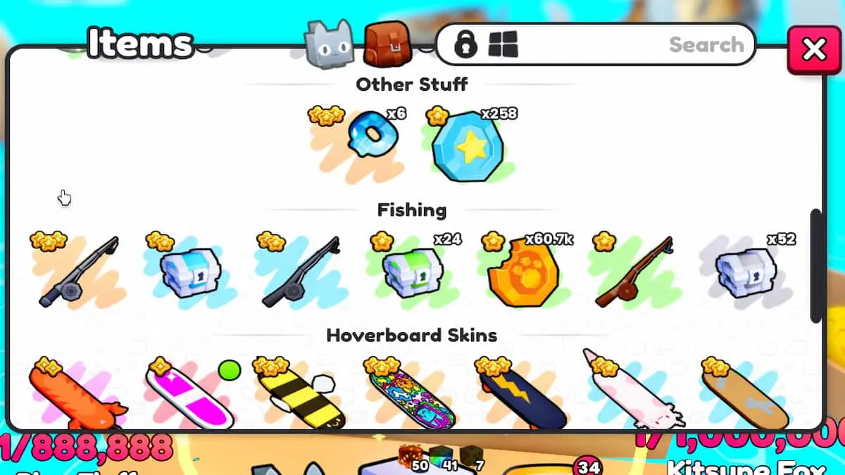 As gotas de pesca em PETS GO