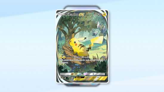 Imagem personalizada para o melhor guia de decks Pokémon TCG Pocket com Pikachu ex em um fundo Pokémon TCG Pocket