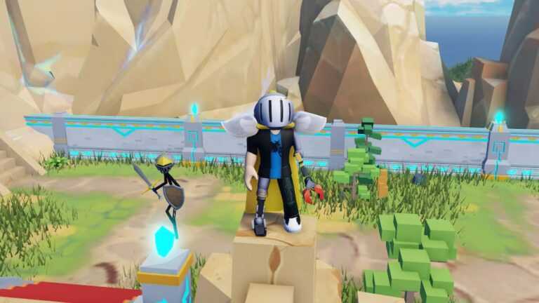 Roblox Stickman Td Standing On Rock Pillar With Knight Stickman Beside