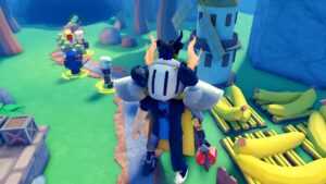 Roblox Banana Tower Defense Standing Near Bananas