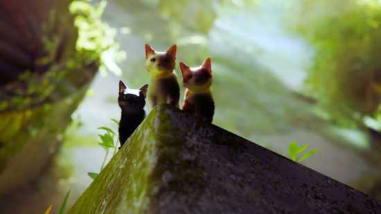 Captura de tela perdida do Nintendo Switch mostrando um grupo de gatos observando você cair