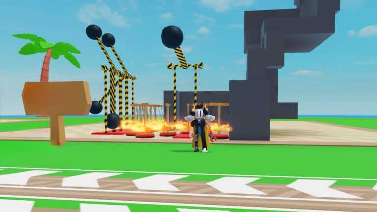 Roblox Build Traps With Friends Standing Near Fire And Ball Traps