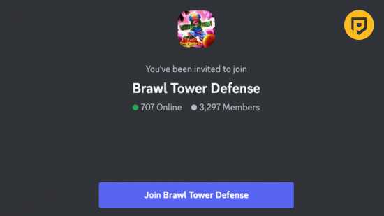 Códigos Brawl Tower Defense: Uma imagem do servidor Brawl Tower Defense Discord.