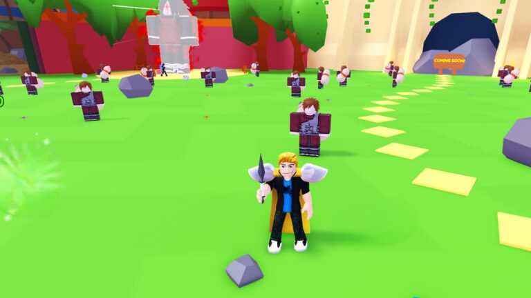 Roblox Anime Slashing Simulator Character Holding Kunai Weapon On Grass