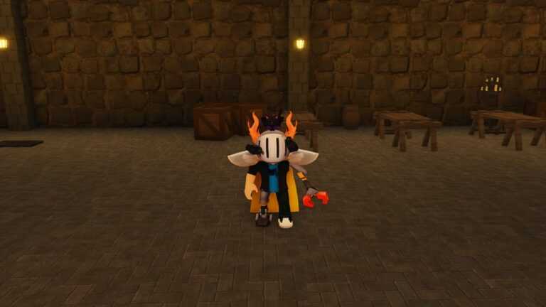 Roblox Exiled Standing On Stone Floor With Benches And Boxes Behind