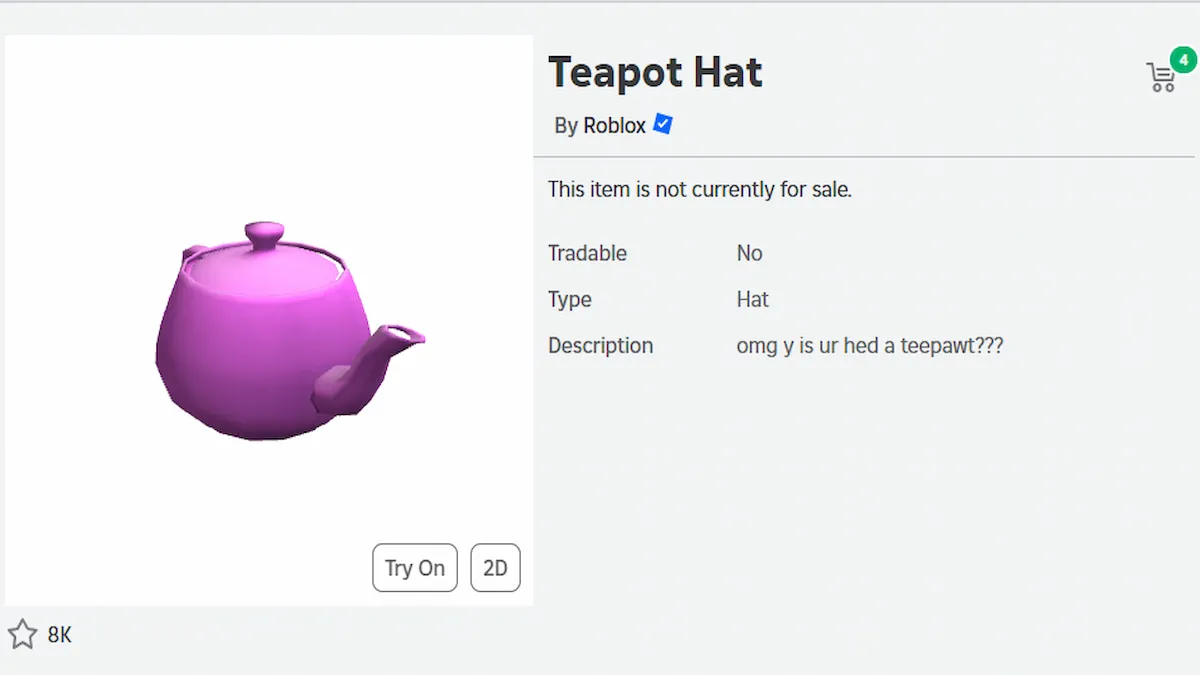 Um UGC Purplehat em Roblox