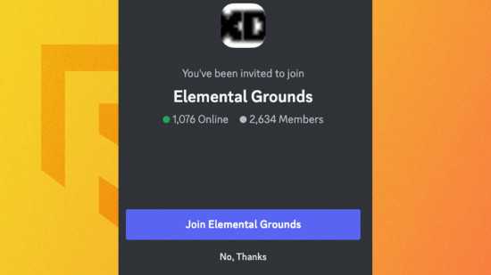 Códigos Elemental Grounds: Uma imagem do servidor Elemental Grounds Discord.