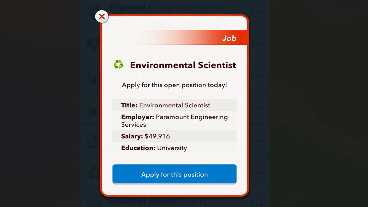 O trabalho de cientista ambiental da BitLife