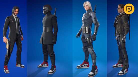 Fortnite Kicks: Uma imagem da pele de John Wick Fortnite usando um par de Air Jordans.