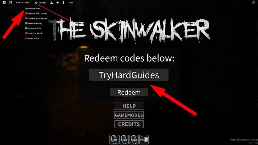 Como resgatar códigos no Skinwalker Roblox