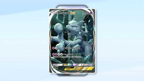 Imagem personalizada para o melhor guia de decks Pokémon TCG Pocket com Mewtwo ex em um fundo Pokémon TCG Pocket