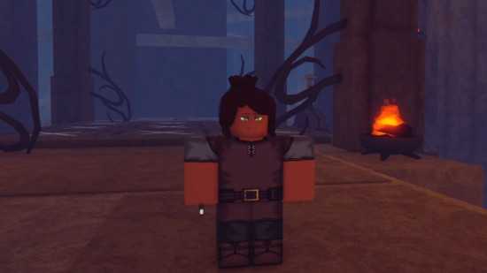 personagem oco do roblox no lobby de treinamento se preparando para enfrentar um quebra-cabeça