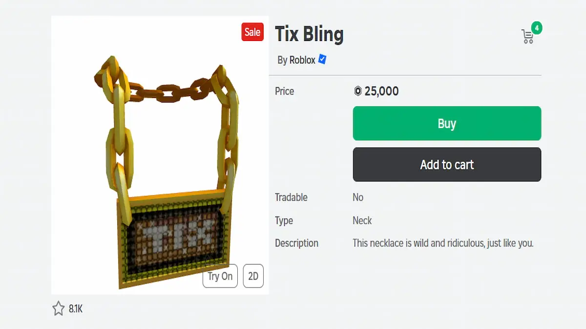 Um UGC Bling no Roblox