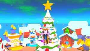 Roblox Christmas Clicker Standing On Green Christmas Tree