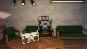 Roblox Trash Game Rusty Robot Sitting On Green Sofa