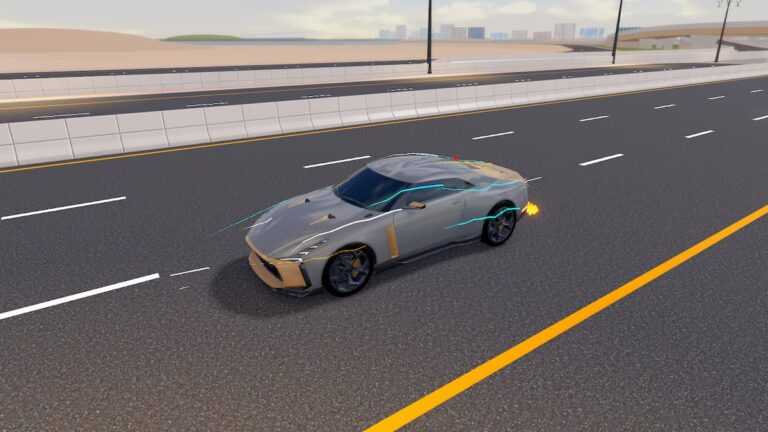 Roblox Drive X Driving Silver Car With Blue Lines Around Going Fast