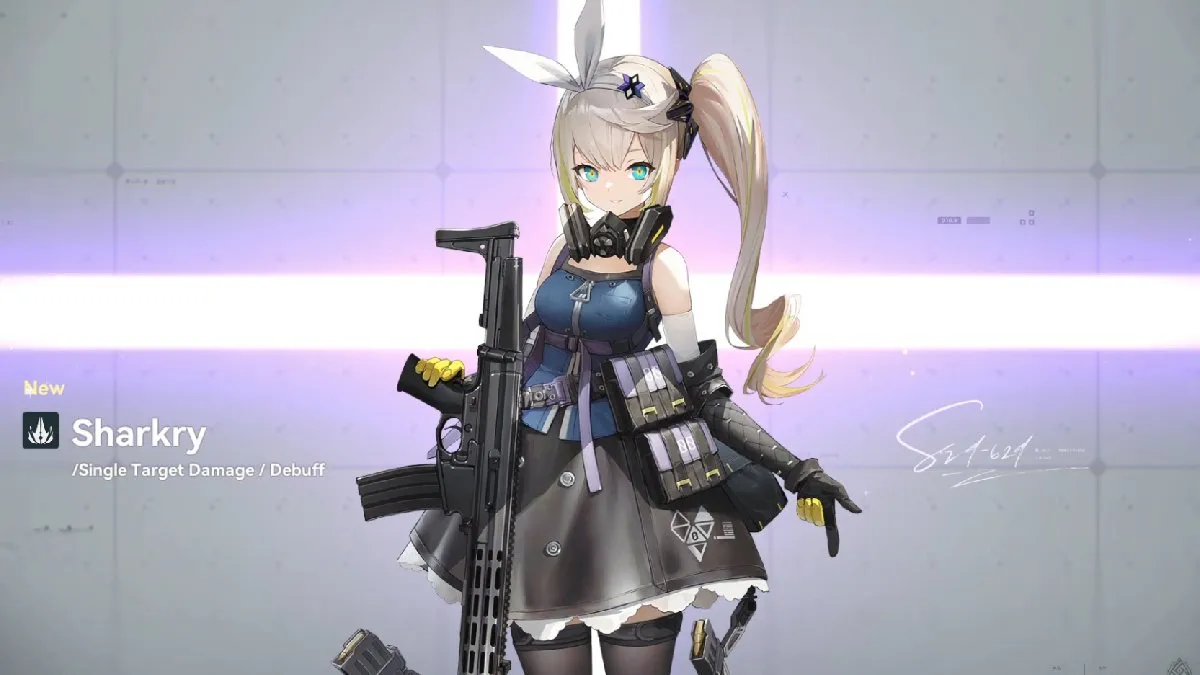 A arte inicial de Sharkry em Girls' Frontline 2: Exilium.