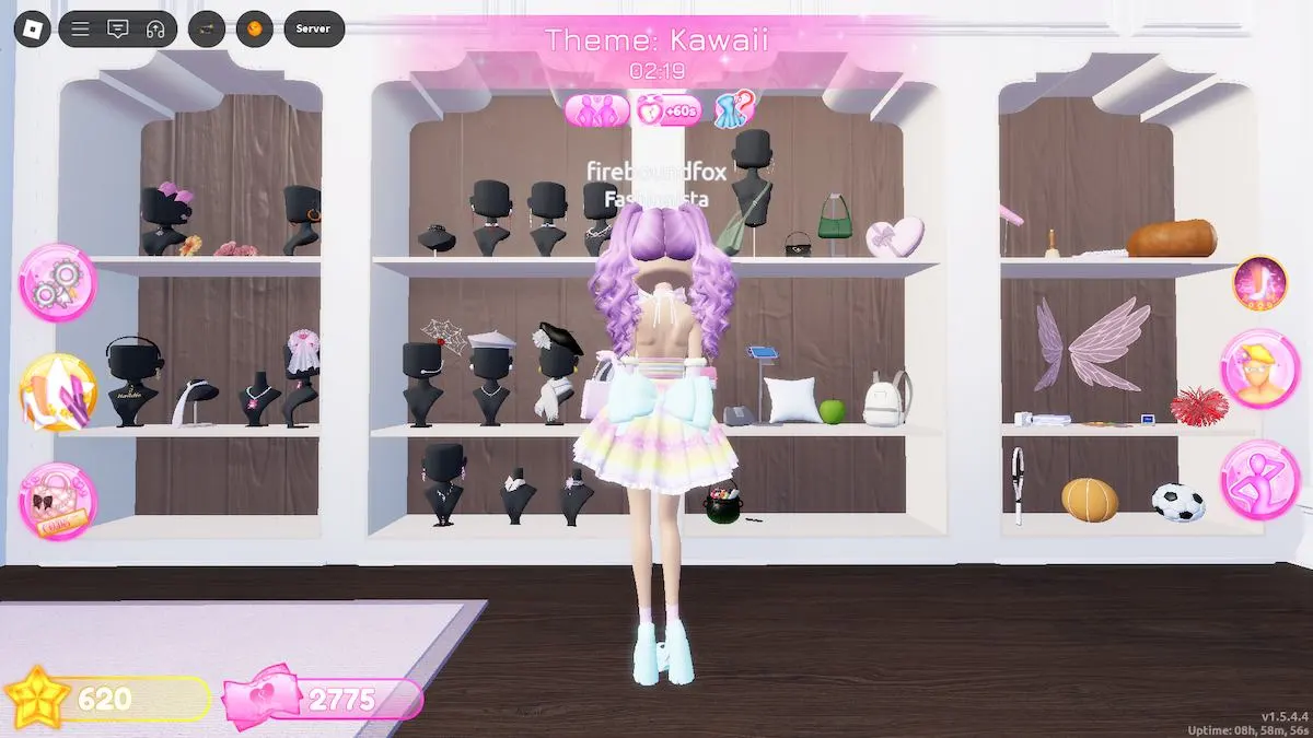 Escolhendo acessórios para um estilo Harajuku no vestido Roblox para impressionar.