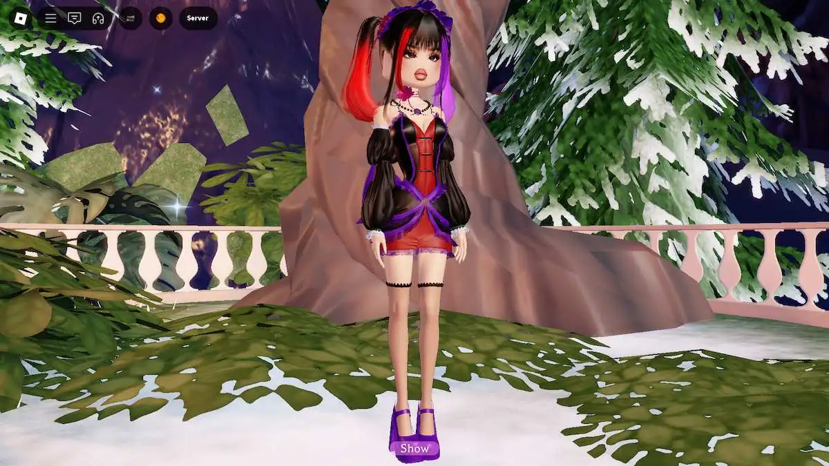 Estilo gótico Lolita Harajuku em vestido Roblox para impressionar.