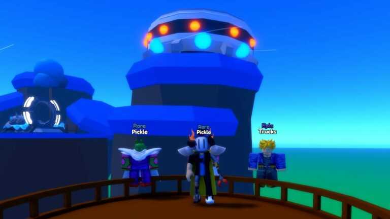 Roblox Anime Arcane Simulator Standing On Pirate Ship With Space Ship Behind