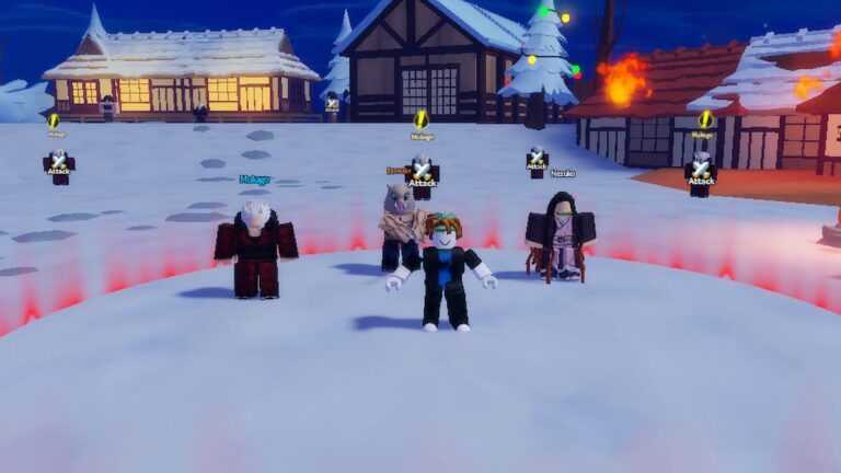 Roblox Slayer Corps Simulator Standing In Red Circle With Demon Slayer Characters