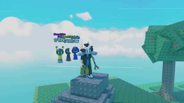 Roblox Sprunki Rng Standing On Square Boulder Near Clouds And Apple Tree