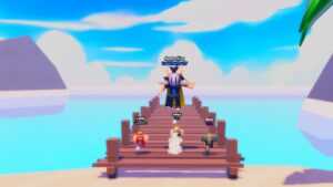 Roblox Anime Rush Jumping On Wooden Pier With Ocean Behind