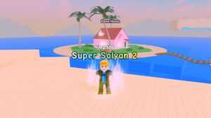 Roblox Dragon Ball Rng Super Saiyan 2 Aura Yellow Standing On Beach Kami House