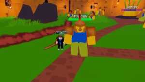 Roblox Noob Slayer Simulator Standing Next To Nooblan Soldier