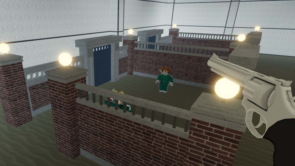 Jogadores jogando bolinhas de gude no Squid Game Roblox.